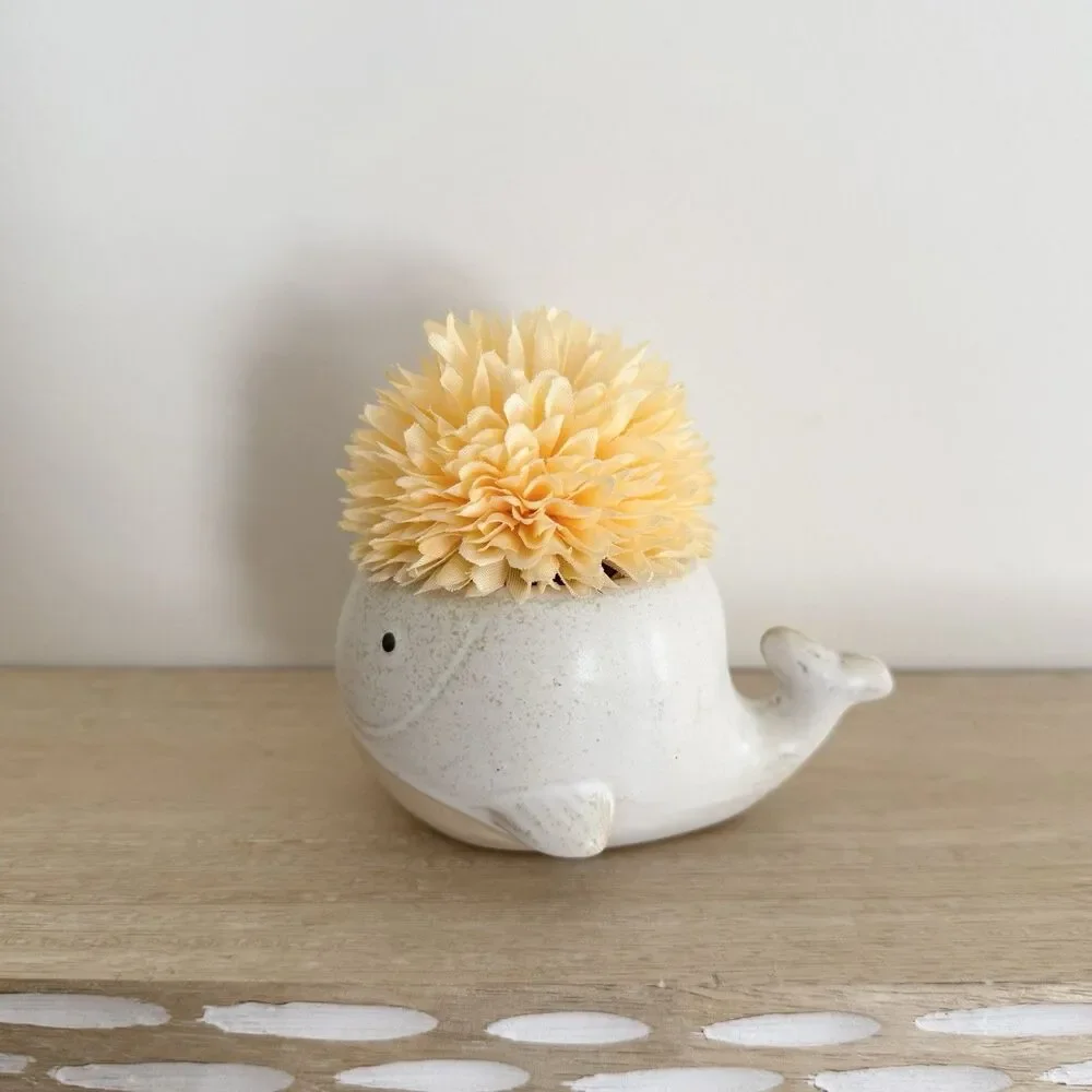 Handmade Faux Floral Orange Whale Arrangement Home Decor Accent